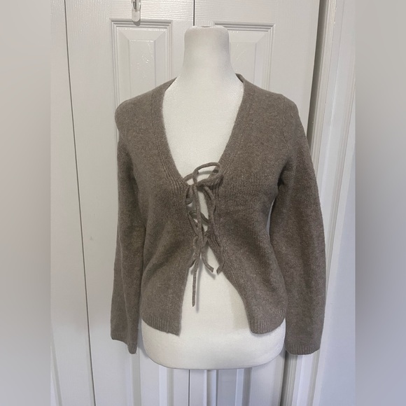 Abercrombie & Fitch Tie Cardigan Brown XXS - Picture 2 of 4